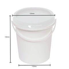 Kitchee 10x 1.2L Plastic Buckets + Lids - Food Grade Empty White Tub With Handle