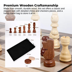 Social Hike 2 in 1 Magnetic Wooden Chess and Checkers Set - Portable Game Board