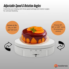 Tooleroo Electric 360 Rotating Product Display Stand White for Merchandise Video