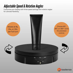 Tooleroo Electric 360 Rotating Product Display Stand for Merchandise Video Black