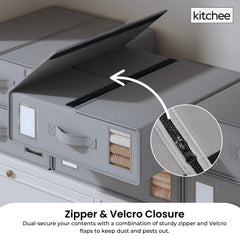 1x Kitchee Foldable Bed Sheet Storage Box – Linen & Closet Organiser Grey