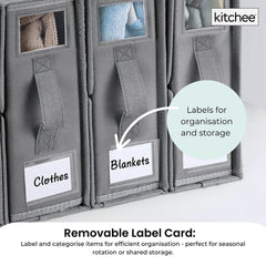4x Kitchee Foldable Bed Sheet Storage Box - Linen and Closet Organiser Grey