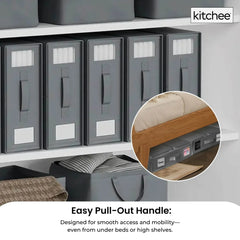 4x Kitchee Foldable Bed Sheet Storage Box - Linen and Closet Organiser Grey