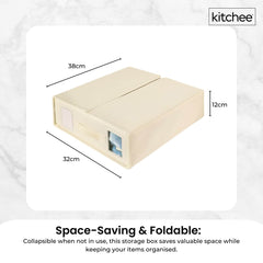 1x Kitchee Foldable Bed Sheet Storage Box – Linen & Closet Organiser Beige