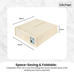 4x Kitchee Foldable Bed Sheet Storage Box - Linen and Closet Organiser Beige