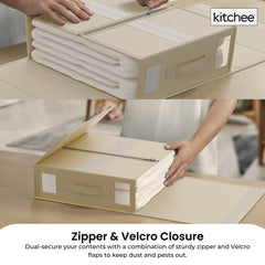 10x Kitchee Foldable Bed Sheet Storage Box - Linen and Closet Organiser Beige