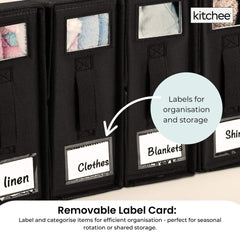 4x Kitchee Foldable Bed Sheet Storage Box - Linen and Closet Organiser Black