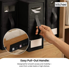 4x Kitchee Foldable Bed Sheet Storage Box - Linen and Closet Organiser Black