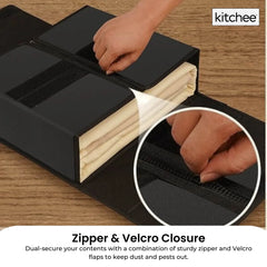 Kitchee 10x Foldable Bed Sheet Storage Box - Linen + Closet Organiser Black