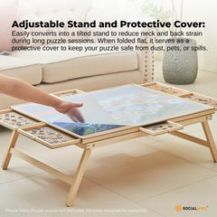 Social Hike Puzzle Board Table 1500 pcs - Folding Legs 6 Drawer with Cover