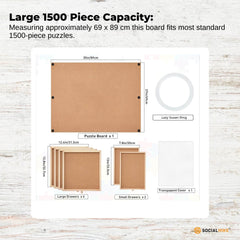 Social Hike Puzzle Board 1500 pcs - Rotating Tabletop with 6 Drawers and Cover