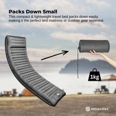 Social Hike Step-Inflating Camping Mattress Lightweight Waterproof Sleeping Grey