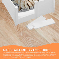 Rooster Farms 1.9m x 0.95m PVC Dog Whelping Box + Playpen Kit - Anti-Crush Rail