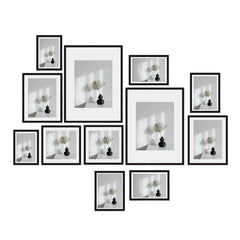 Kitchee 12 Pieces Photo Frame Set - Modern Gallery Wall Pack Matte Black