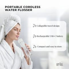 Orku Mini Water Flosser Rechargeable Portable Travel Oral Irrigator White