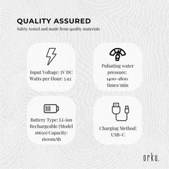 Orku Mini Water Flosser Rechargeable Portable Travel Oral Irrigator White