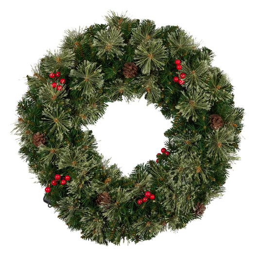 Christabelle 61cm Christmas Wreath Bristle Berry with LED Lights Front Door Decoration Ornament