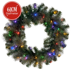 Christabelle 61cm Christmas Wreath with LED Lights Glittery Gold Pine re-Lit Front Door Decoration Ornament