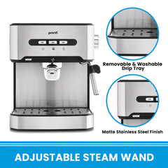 Pronti 1.6L Automatic Coffee Espresso Machine with Steam Frother