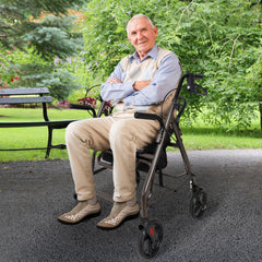 Orthonica Foldable Steel Frame Rollator Walker Lightweight Mobility Aid in Grey