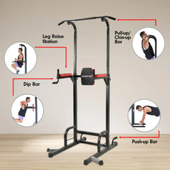 Powertrain Power Tower J06 Multifunction Strength Training Station with Pull-Up Bar Leg Raise Station Dip Bar