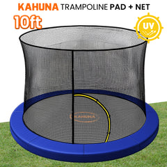 Kahuna 10ft Trampoline Pad and Net - Blue