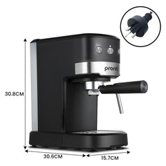 Pronti Breakfast Set with Rose Gold Kettle & Toaster with 1.2L Espresso Machine - Black