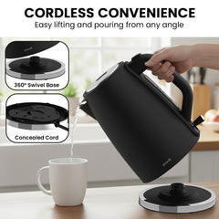 Pronti Silver Noir Collection 1.7L Electric Kettle