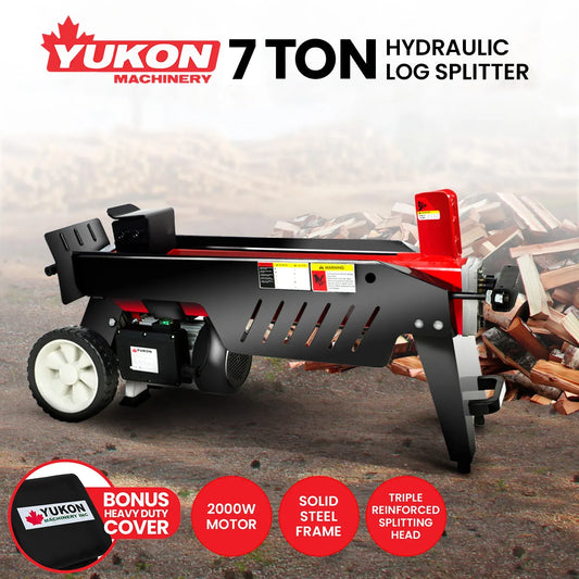Yukon 7 Ton Electric Log Splitter With Side Protectors Axe Wood Cutter