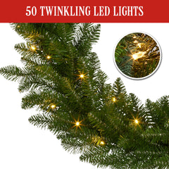 National Tree Company 274cm Dunhill Shimmer Fir Pre-lit Christmas Garland