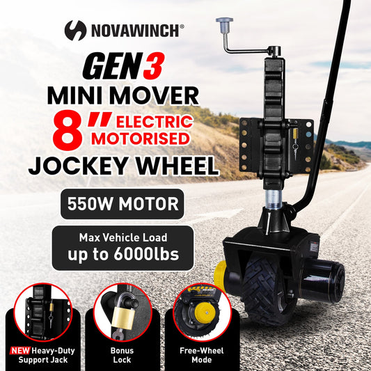 Mini Mover Gen3 12V 550W Electric Motorised Jockey Wheel - Black