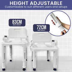 Orthonica Premium Adjustable Shower Chair with Armrests 158kg Capacity