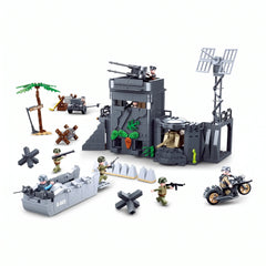 Sluban B0861 Model Kit WWII Atlantic Wall Coastal Bunker Defense Normandy DDay Military Base Outpost Army DIY Set Toy