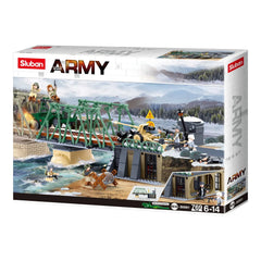 Sluban B0981 Model Kit WWII Battle of Budapest Winter Counter Attack Military Bridge Checkpoint Diorama Army DIY Set Toy
