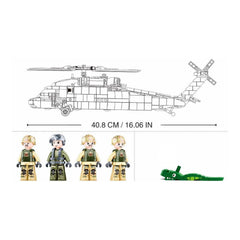 Sluban B1012 Model Kit UH60 Black Hawk Medical Rescue Helicopter US Army MEDEVAC Air Force Military Building Blocks DIY