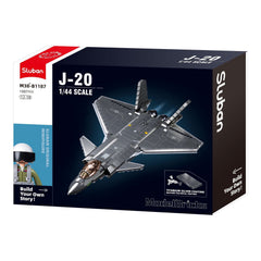 Sluban B1187 Model Kit 1:44 J20 Mighty Dragon Chinese Stealth Fighter Jet Plane Modern PLAAF Building Block DIY Set Toy