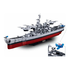 Sluban B1291 Model Kit 1:350 USS Missouri BB63 Mighty Mo Battleship Warship WWII Navy Vessel Boat Blocks DIY Set Toy