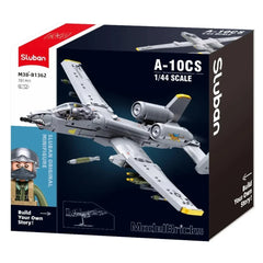Sluban B1362 Model Kit 1:44 A10 Warthog Thunderbolt Attack Jet Fighter Plane USAF Military Building Blocks DIY Set Toy