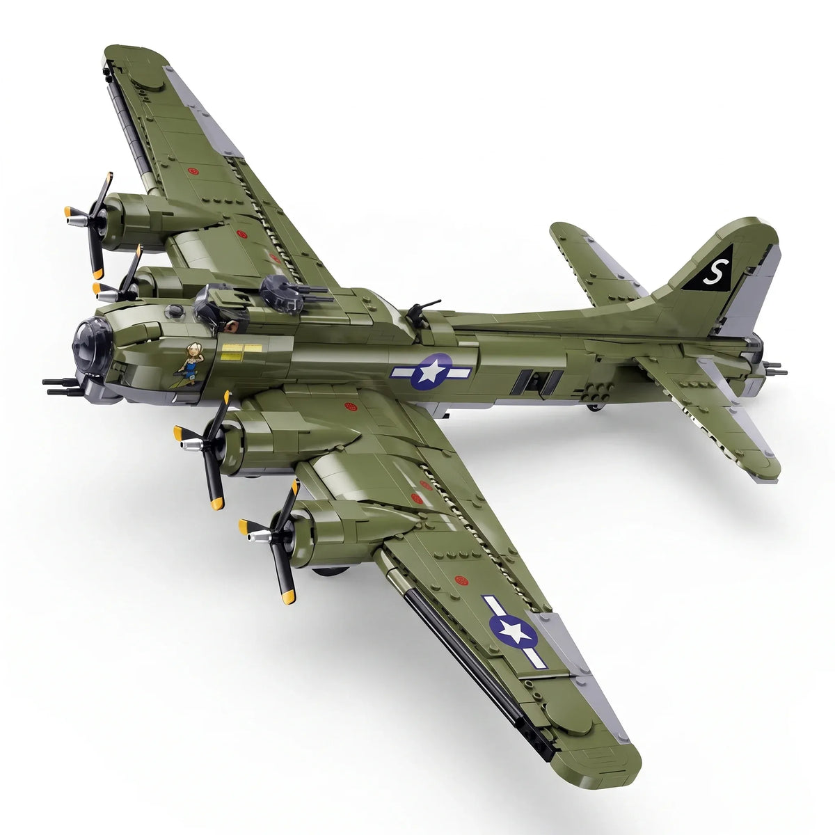 Sluban B1367 Model Kit 1:44 B17 Flying Fortress Heavy Bomber WWII USAAF Army Air Force Military Building Blocks DIY Set Toy