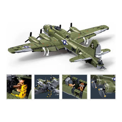 Sluban B1367 Model Kit 1:44 B17 Flying Fortress Heavy Bomber WWII USAAF Army Air Force Military Building Blocks DIY Set Toy