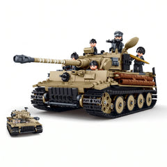 Sluban B1533 Model Kit 1:35 Tiger I Tank German Panzer WWII Army Military Building Blocks DIY Toy Construction Set