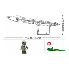 Sluban B1587 Model Kit 1:44 J50 Stealth Fighter Jet Plane - Military Air Force Building Blocks DIY Set Toy