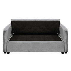 Sarantino Quincy 2-Seater Velvet Sofa Bed in Dark Grey with Wooden Frame and Tufted Design