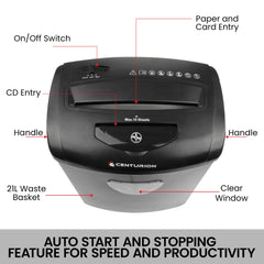 Centurion 21L Cross-Cut Office Shredder 10-Sheet Paper, CD & Credit Card Security