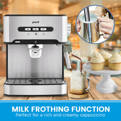 Pronti Breakfast Set with 1.6L Coffee Machine, Silver Noir Toaster & Kettle