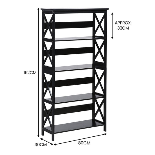 Sarantino Daphne 5-tier Cross Panel Bookshelf