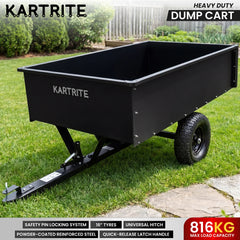 Kartrite 816kg Heavy-Duty Steel Dump Cart with Quick-Release Dumping Handle