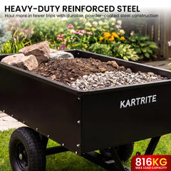 Kartrite 816kg Heavy-Duty Steel Dump Cart with Quick-Release Dumping Handle