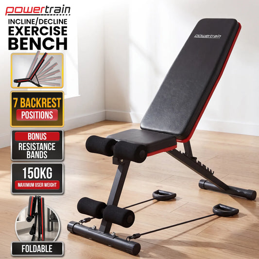 Powertrain Adjustable Weight Bench with Incline Decline And 7 Backrest Positions