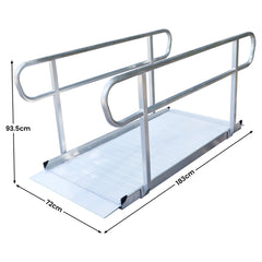 Kartrite 6ft Aluminium Wheelchair Ramp with Handrails 386kg Capacity 72cm Width